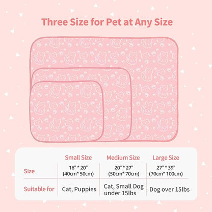 NWK Pet Cooling Mat -Q-Max>0.345 Ice Silk Cooling Mat for Dogs & Cats Portable & Washable Pet Cooling Blanket, Car Seats, Beds for Summer (Pink Cat, 20'' X 16'' X 0.3'')