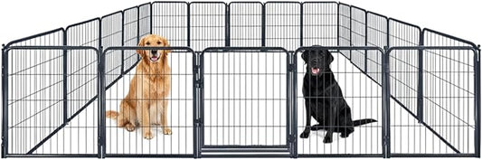 Indoor Dog Playpen - 40 inch, 20 Panels for Small and Puppy Size Dogs - Heavy Duty Metal Portable Pet Fence with Black Anti-Rust Coating - Play Pen w/Extra Wide Gate