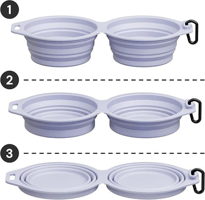 Pup Culture Dual Collapsible Dog Bowls | Silicone Travel Water Bowl for Dogs | Food Grade, No Plastic Rim, Portable Dog Bowl for Food and Water-Easy to Clean | BPA Free and Safe for Your Pup-Lavender