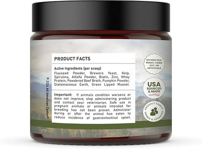ALL AMERICAN CANINE Complete Skin & Coat Natural Protein-Enriched Powdered Supplement Food Topper | 90 Servings