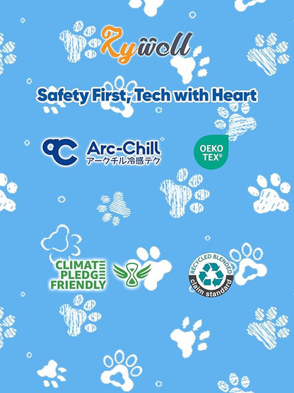 Rywell Super-Absorbent Cooling Mat for Dogs 44"x32" Arc-Chill 3.0 & Color-Changing Dog Cooling Mat, Stay Cool & Dry, Washable, Non-Slip Pet Bed Mat for Floors, Sofas, Kennels