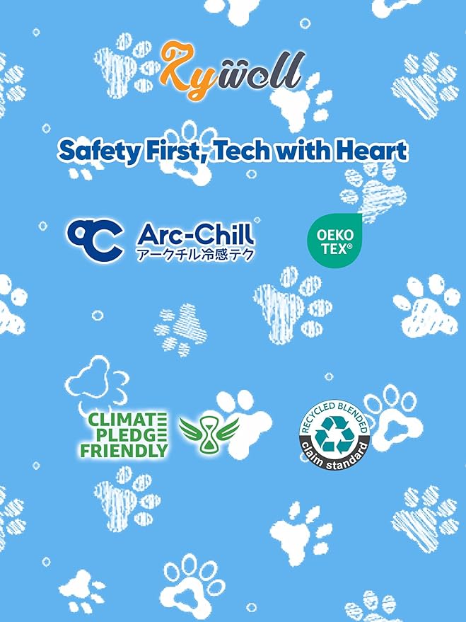 Rywell Super-Absorbent Cooling Mat for Dogs 24"x18" Arc-Chill 3.0 & Color-Changing Dog Cooling Mat, Stay Cool & Dry, Washable, Non-Slip Pet Bed Mat for Floors, Sofas, Kennels