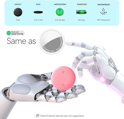 Cat Tracker, GPS Pet Tracker for Cats (Only iOS), Leather Cat Collar with Tracker, Works with Any Collar, No Monthly Fee, Compatible with Apple Find My App not for Android (Pink)