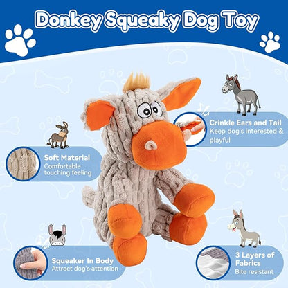 loncoldy Squeaky Dog Toys, Tough Chew Toys for Dogs, Crinkle Interactive Squeaky Stuffed Dog Toy for Small Medium Large Breeds, Plush Dog Toy to Keep Them Busy, Pet Toys for Dogs