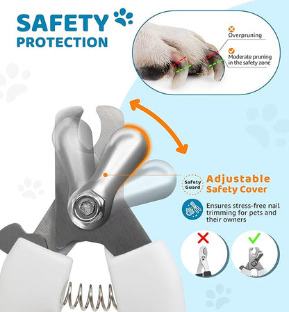 Pet Nail Clippers and Trimmers for Dogs and Cats, Professional Grooming Tool with Safety Guard, Sharp Blades, Free Nail File, Avoid Overcutting, Suitable for Small and Large Pets (Pink)