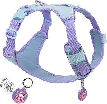 No Pull Dog Harness for Small Dogs & Puppies, Lightweight Escape Proof Adjustable Dog Harness with Pocket, Front & Back Clip, Reflective Soft Vest with ID Tag, for Running Walking, Blue