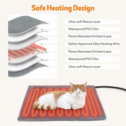 Tovve Heated Cat House for Indoor, Large Cat Bed with Heating Pad, Adjustable Temperature & Timing, with Fluffy Ball Hanging and Scratch Pad, Foldable Pet Hideaway for Small Medium and Large Cats（XL）