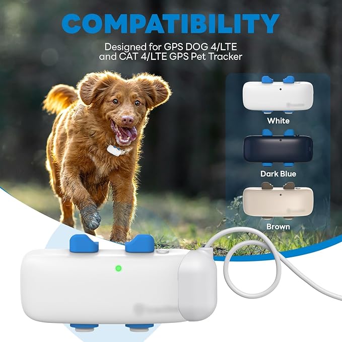 USB Charging Cable Compatible with Tractive GPS Pet Tracker Location Smart Activity for Dogs Replacement Magnetic Charger Base (New White)