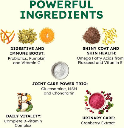 ZENO Dog Vitamins and Supplements - 150 Dog Multivitamin Chewable - Immune, Joint Support, Skin, Gut Health + Packed with Omega 3s, Glucosamine & Probiotics - Safe for Puppy - Beef