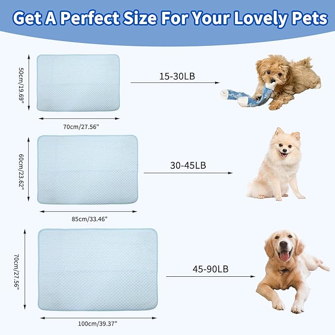 Dog Cooling Mat, Durable Machine Washable Pets Cool Pad, X-Large, Blue