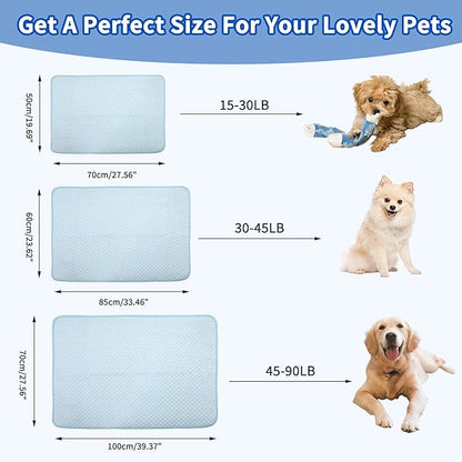 Dog Cooling Mat, Durable Machine Washable Pets Cool Pad, X-Large, Blue