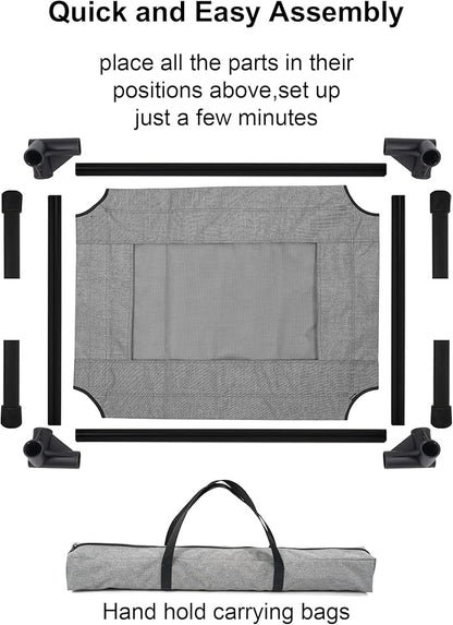 Raised Dog Bed Cooling Cot for Indoor Outdoor Use Portable Waterproof Mesh Pet Bed Washable for Large Medium Small Dogs, Grey