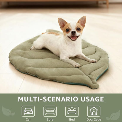 SCENEREAL Outdoor Dog Bed - Waterproof Reversible Leaf Mat 43x26, Portable Foldable Pet Bed for Small/Medium Dogs & Cats, All-Weather for Camping & Travel