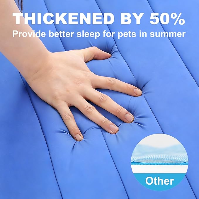 Dog Cooling Mat, Super Thick Cold Memory Sponge Cooling Mat for Dog,Foldable Crate Pet Bed & Non-Slip, (Q-Max > 0.45) Long-Lasting Cool & Keep Your Pet Cool. (Large - (35.4 x 23.6 Inch)