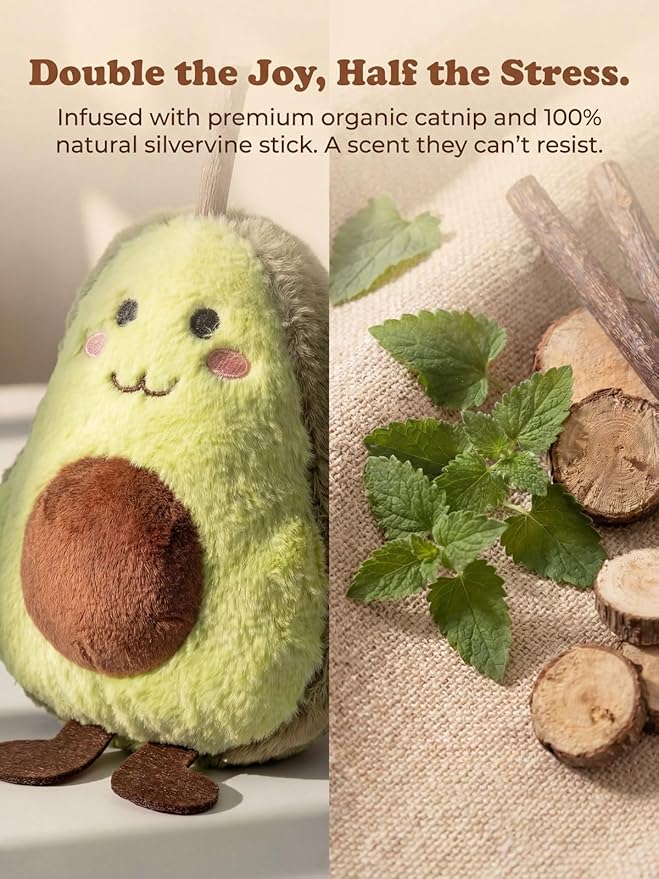 Durable and lnteractive Cat Teething Stick Toys: Chewing Stick, Grinding Teeth Rod, and chewable Cat Doll for Your Pet's Entertainment (Avocado Green)