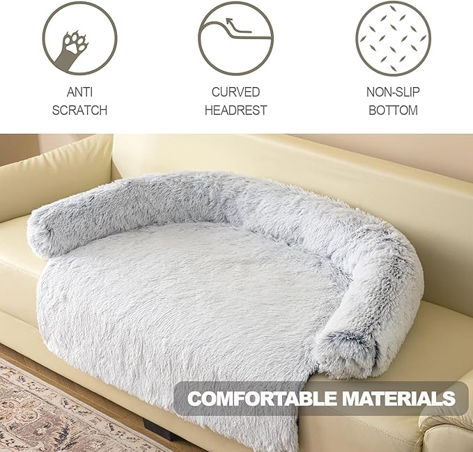 Tinaco Calming Dogs/Cats Bed Mats, Dog Pad Washable Removable Couch Cover, Plush Long Fur Mat for Pets, Waterproof Lining, Perfect for Small, Medium and Large Dogs and Cats (Gradient Gray, 59"x39")
