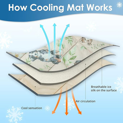 Dog Cooling Mat, Pet Washable Non-Toxic Summer Dogs Cats Cooling Pads Sleeping Kennel Mats Cool Ice Blanket for Indoor & Outdoor Dog Beach Essentials Brown Large