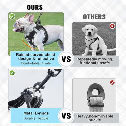 BEAUTYZOO Step in Dog Harness and Leash Set,Reflective Dog Harness No Pull No Choke Puppy Harness for Small Medium Large Dogs Cats,Soft Padded Mesh Vest Harnesses for Girl and Boy Pets,Black Plaid M