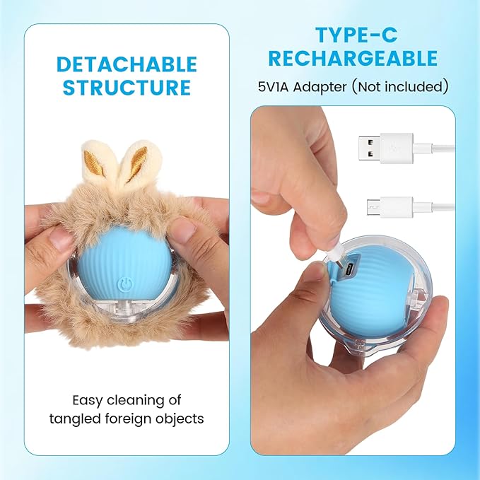 Interactive Cat Toys, Automatic Cat Play Hunting Mat Toy, Motion Activated Fast Moving Ball Hide and Seek for Indoor Enrichment Exercise, Animal Squeaky, 28 Inch Mat, 3 Tails