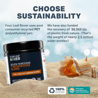 Four Leaf Rover Seven Shrooms - Organic Mushroom Supplement for Dogs - Veterinarian Formulated Whole Mushroom Extract