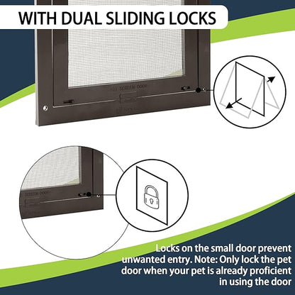 TonGass 7.9" x 9.9" Pet Screen Door Flap Compatible with Doggy Fits Dogs & Cats Under 30 Lbs, Small Dog Doors Flaps, Cat Screen Window Door Flap for Exterior Porch Screen and Window Screen - Brown