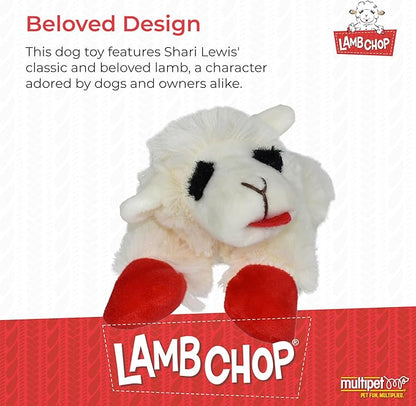 Multipet Lamb Chop Dog Plush Toy - Squeaky Toy for All Dogs - Extra Soft Plush - Stuffed Animal Dog-Toy for Cuddling & Playing - Cute Pet-Toy (6",Cream),(Pack of 2)