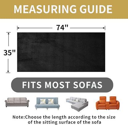 HAOMAIJIA Waterproof Couch Cover for Dogs Washable,Faux Fur Pet Couch Covers for Sofa,Soft Dog Bed Cover Non-Slip Couch Covers for 3 Cushion Couch Sofa Pet Friendly (Black, 35" x 74" 1 Pack)