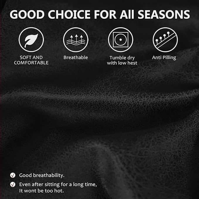 ANARACHON Leather Look Couch Cushion Covers Sofa Seat Slipcovers Sets Couches Furniture Protector for Sectional Armchair Loveseat Pets Kids Stretch Spandex Fabric (2 T-Cushion Loveseat, Black)