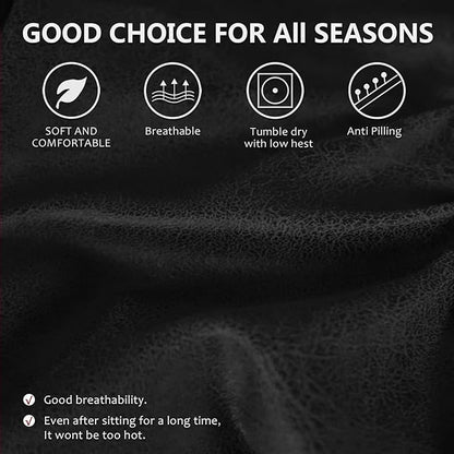 ANARACHON Leather Look Couch Cushion Covers Sofa Seat Slipcovers Sets Couches Furniture Protector for Sectional Armchair Loveseat Pets Kids Stretch Spandex Fabric (1 T-Cushion Sofa, Black)