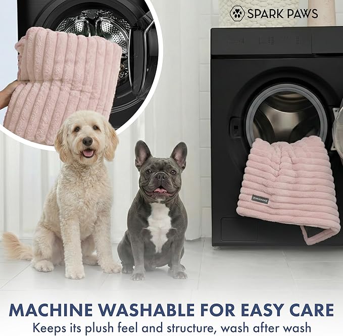 Spark Paws Luxury Dog Couch Cover Bed, Calming Pet Furniture Protector for Large & Small Dogs, Washable Bolster Dog Bed for Couch, Sofa & Bed - Pink, Small