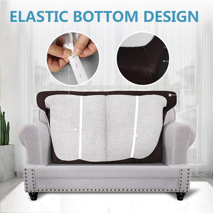 ANARACHON Leather Look Couch Cushion Covers Sofa Seat Slipcovers Sets Couches Furniture Protector for Sectional Armchair Loveseat Pets Kids Stretch Spandex Fabric (2 T-Cushion Loveseat, Chocolate)