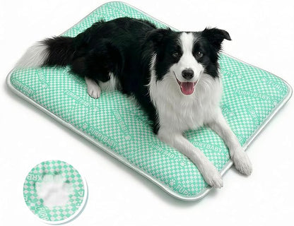 furrybaby Dog Cooling Mat Dog Bed, Extra-Thick Dog Crate Pad, Cat Bed, Washable Non-Toxic PCM Cooling Pad for Dogs Cats, Long Lasting Cooling for Crate Bed Indoor Outdoor Summer, 35x28, Mint
