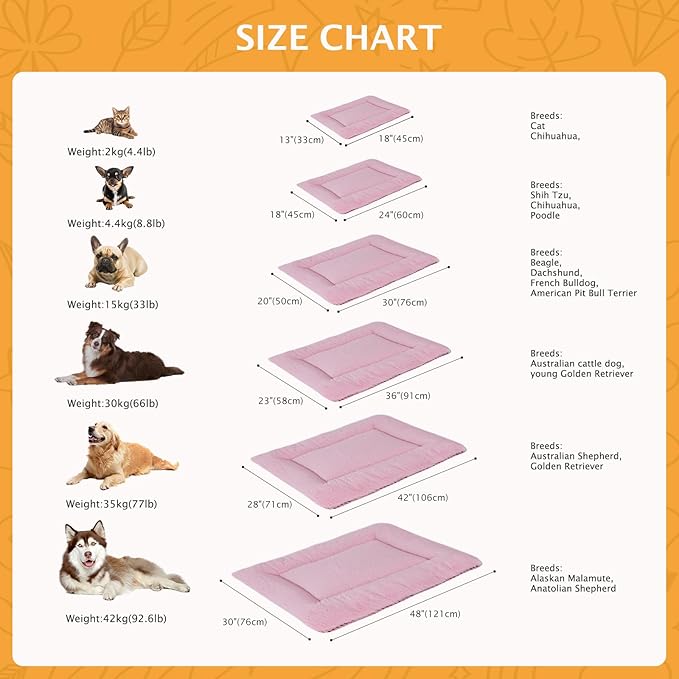 Reversible Dog Bed Mat with Plush and Corn Velvet,Soft Warm Pet Cushion, Dual Purpose Washable Sleeping Mattress Bed for Small Medium Large Dog and Cat XB004 (42"x28", Pink)