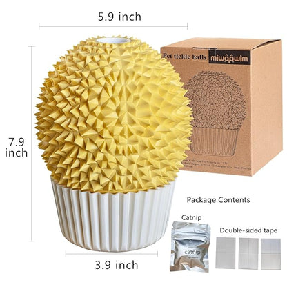 Miwoowim Catnip Feeder and Self Grooming Toys - Cat Face Scratcher, Wall Corner Massage Comb for Indoor Cats (yellow)