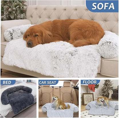 Tinaco Calming Dogs/Cats Bed Mats, Dog Pad Washable Removable Couch Cover, Plush Long Fur Mat for Pets, Waterproof Lining, Perfect for Small, Medium and Large Dogs and Cats (Navy Blue, 41"x37")