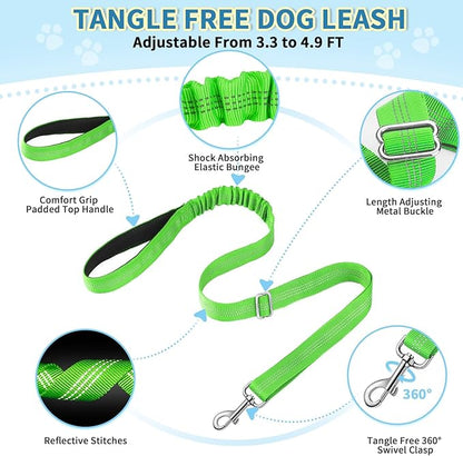 Lukovee No Pull Dog Harness and Leash Set, Soft Padded Small Dog Harness, Neck & Chest Adjustable Reflective Vest Puppy Harness with 4ft Lightweight Anti-Twist Dog Leash for Small Dogs (S, Green)
