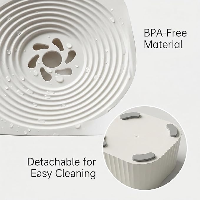 No Spill Dog Water Bowl, 45oz Slow Water Feeder with Floating Disk & Safety Foam, Anti-Splash Pet Water Dispenser, Mess-Free Elevated Design, Durable PP Material for Home, Car & Travel