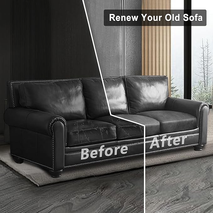 ANARACHON Leather Look Couch Cushion Covers Sofa Seat Slipcovers Sets Couches Furniture Protector for Sectional Armchair Loveseat Pets Kids Stretch Spandex Fabric (3 Cushion Sofa, Light Grey)