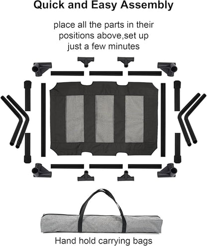 Raised Dog Bed Cooling Cot for Indoor Outdoor Use Portable Waterproof Mesh Pet Bed Washable for Large Medium Small Dogs, Black
