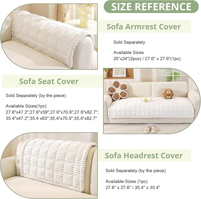 OstepDecor Washable Couch Cover for Dogs, Thick Pet Friendly Sofa Covers, Soft Couch Protector, Paw Cart Sofa Slipcovers, Cushion Protector for Leather, Sectional, Loveseat (35.4" x 63", White)