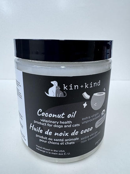 kin+kind Organic Coconut Oil for Dogs & Cats – Natural Pet Supplement for Healthy Skin, Coat & Paws – Cold Pressed Extra Virgin Coconut Oil – Dog Nose Balm for Itchy Skin & Dry Noses – 8 fl oz Medium