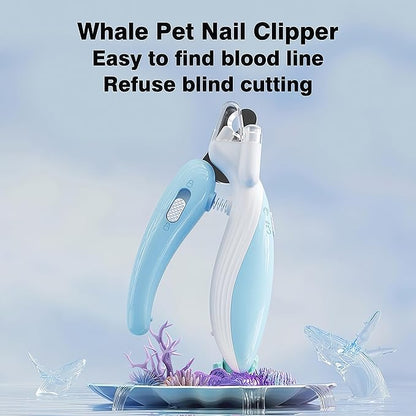 Cat & Dog Nail Clippers with LED Light, Illuminates Nail Bloodline to Prevent Overcutting, Pet Nail Trimmer with Safety Guard & Built-in Nail Catcher for Dog Cat Rabbit Small Animals(Blue)