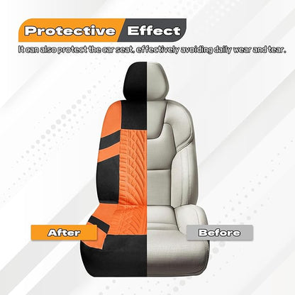 2PCS Car Front Seat Cover with 2 Headrest Covers, Breathable Waterproof Seat Covers for Front Seats, Universal Seats Cover Protector Car Accessories for Most Vehicles (Orange)