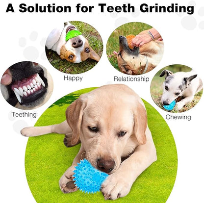PUPTILY Puppy Toy 2.5” Squeaky Dog Balls Toys and Spikey Dog Ball for Aggressive Chewers for Small Dogs Dog Balls for Clean Teeth and Training （6 Pack