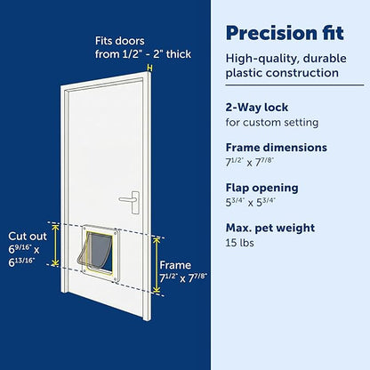 PetSafe Interior 2-Way Locking Cat Door - Allows Convenient Movement Between Rooms & Minimizes Scratching - Tinted Durable Plastic Privacy Door for Feeder & Litter Box