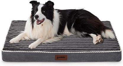 ZOMISIA Orthopedic Dog Crate Bed for Large Sized Dog - Waterproof Puppy Bed for 36 Inch Kennel with Removable Washable Corduroy Cover, Support with Egg Crate Foam Filling, Grey