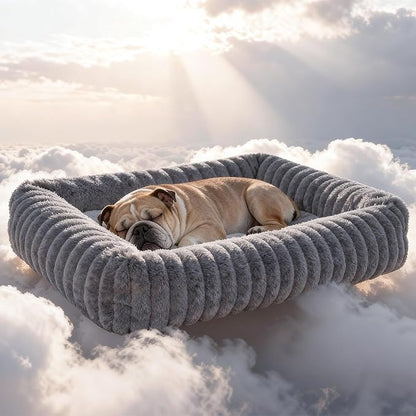 Dog Bed for Small Medium Size Dog, Washable Self Warming Dog Cat Beds for Indoor Cats Fluffy Rabbit Fur Pet Bed for Puppy and Kitten, Orthopedic Dog Cat Beds with Removable Cover & Anti-Slip Bottom
