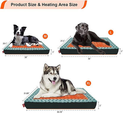 Upgraded Heated Dog Bed with Enlarged Heating Area, 12V Safe Voltage Arthritis Orthopedic Dog Bed with Memory Foam, Heated Pet Bed with Waterproof Cover for Small, Medium Dos &Cats(Medium)…