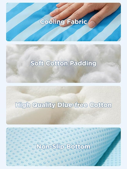 Dog Cooling Mat for Dogs & Cats, Soft Breathable Cooling Pad for Dog Bed, 23"x18" Self Cooling Crate Mat for Dogs, No Gel Washable Non-Slip Pet Cooling Mat Indoor Outdoor, Blue Stripe