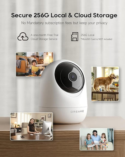 DREAME Pet Dog Camera, 2K 3MP Indoor Security Camera Motion Detection, 5G/2.4G Dual-Band Wi-Fi, Physical Privacy Mode, Night Vision, 2-Way Audio, Cloud & SD Card Storage, Works with Alexa & Google